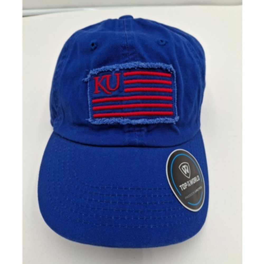 Kansas Jayhawks TOW Blue Flag 4 Crew Adjustable Relax Hat, New
